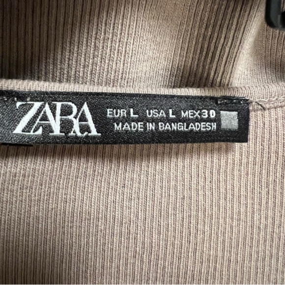 SOLD ZARA Tan Camel Ribbed Top Sz L - Picture 6 of 7